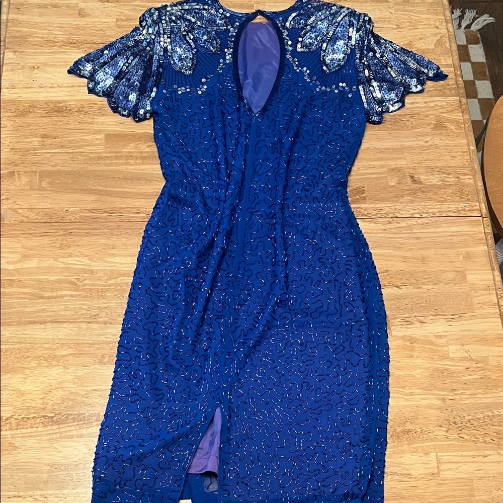 American Vintage Royal Blue Embellished Midi Dress - Picture 4 of 4